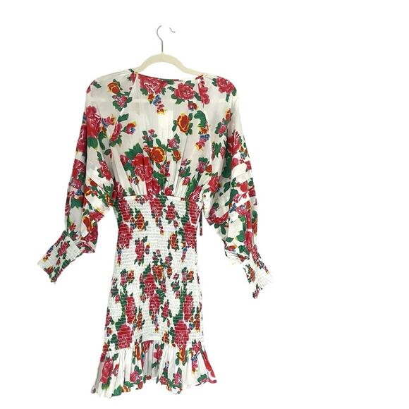 Rhode Resort Anya Mini Dress Smocked Floral Ruffle tropical summer getaway Sz S - Picture 4 of 11